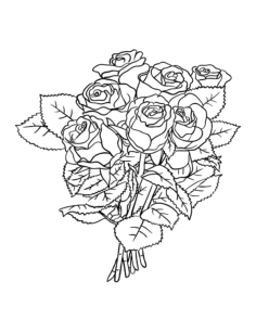 Flower Bunch Of Roses Coloring Pdf, Free Vectors File